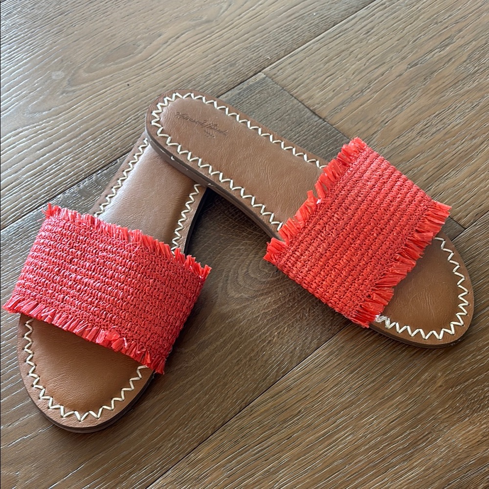Women's Red Fringe Slide Sandals Universal Threads